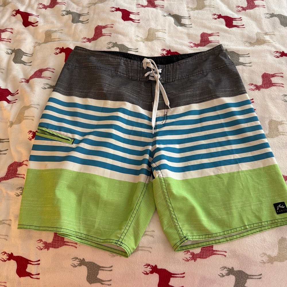 Striped Green and Blue Men's Shorts